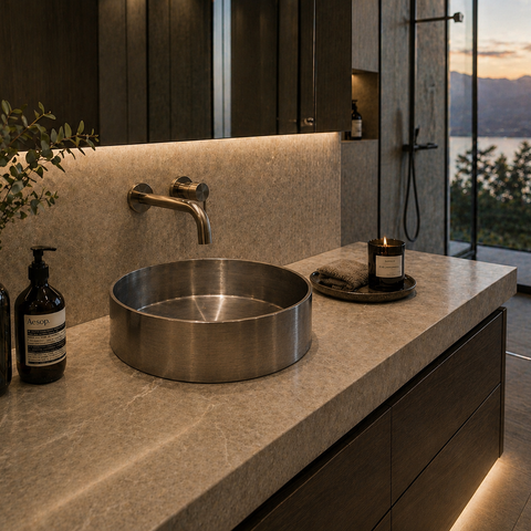 Zentra Stainless Steel Medium Cylindrical Sink.