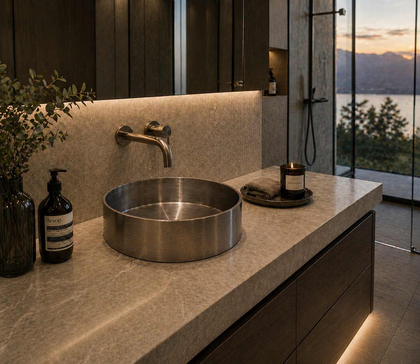 Zentra Stainless Steel Medium Cylindrical Sink.