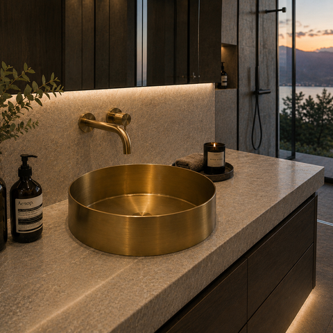 Zentra Gold Stainless Steel Cylindrical Sink.