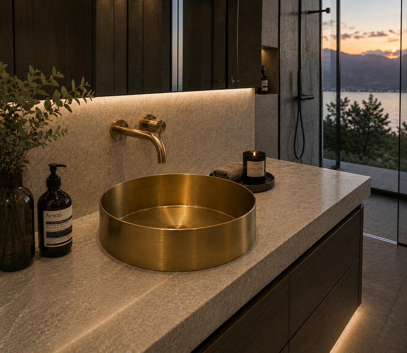 Zentra Gold Stainless Steel Cylindrical Sink.