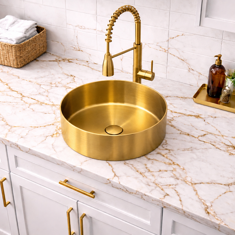 Zentra Gold Stainless Steel Medium Cylindrical Sink.