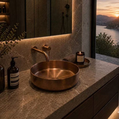Zentra Copper Stainless Steel Medium Cylindrical Sink.