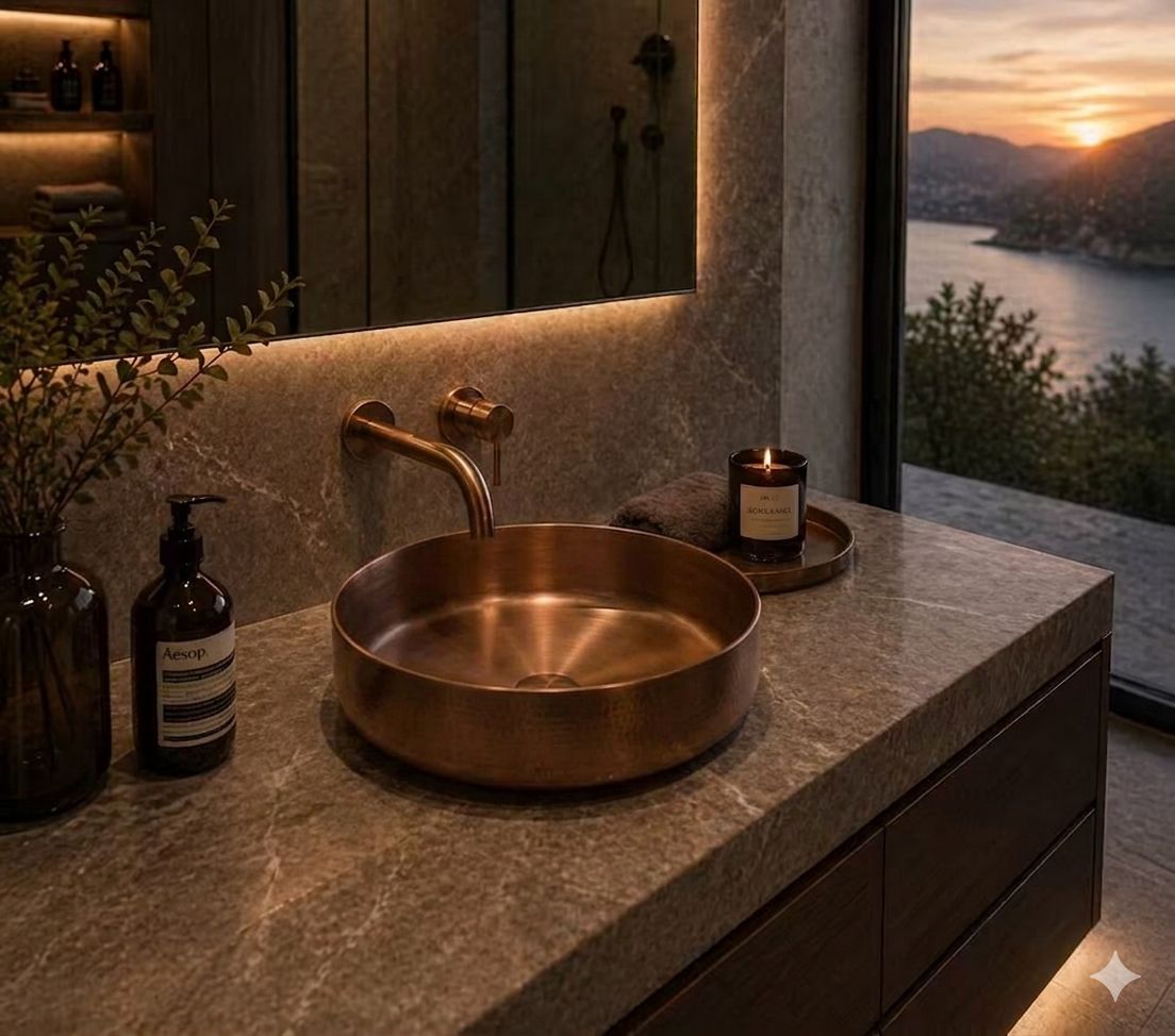 Zentra Copper Stainless Steel Medium Cylindrical Sink.