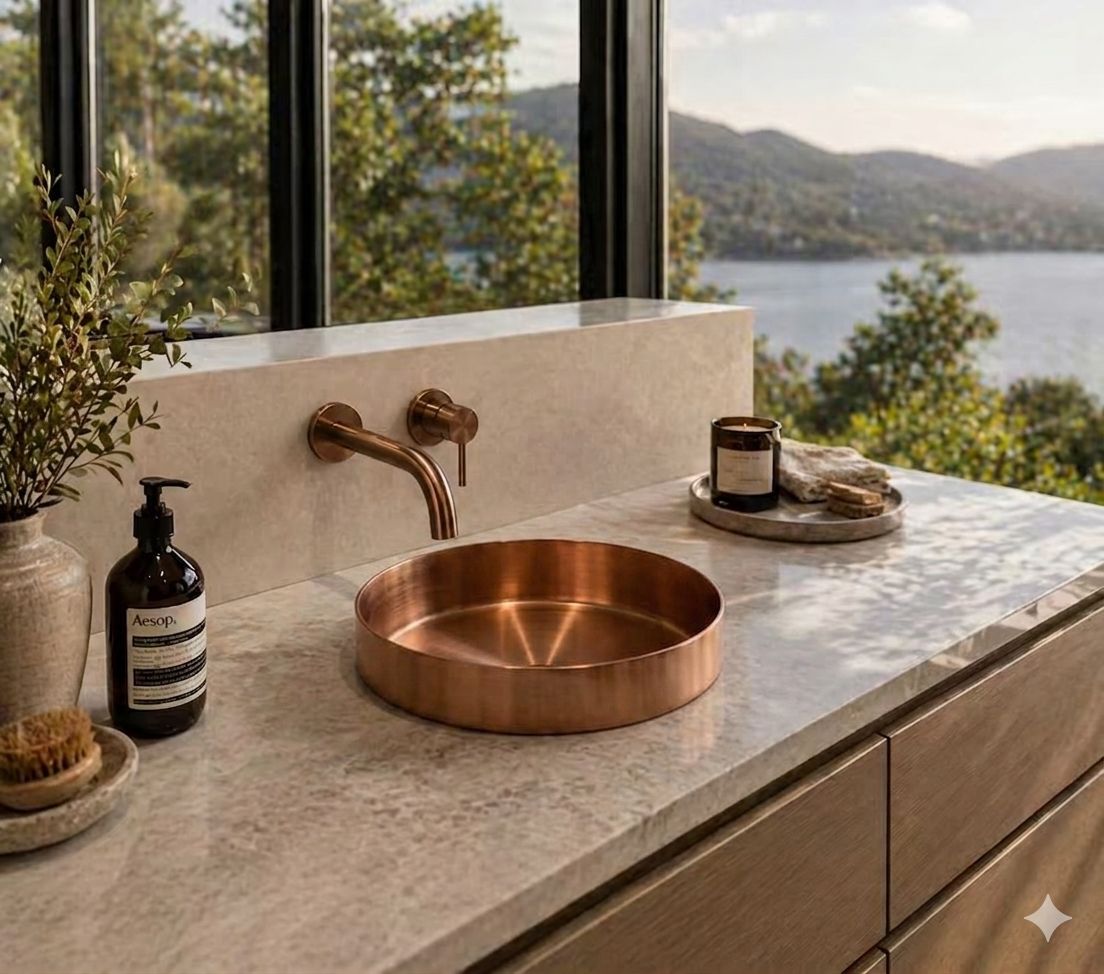 Zentra Copper Stainless Steel Cylindrical Sink.