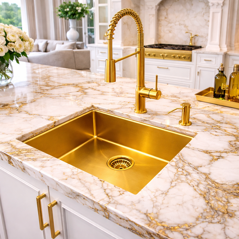 Zentra Gold Stainless Steel Square Sink.