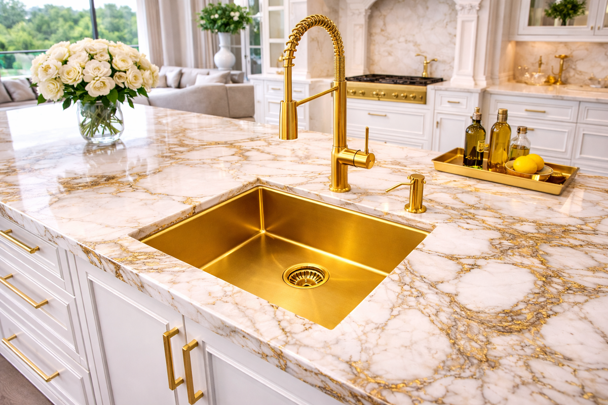Zentra Gold Stainless Steel Square Sink.