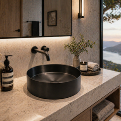 Zentra Black Stainless Steel Medium Cylindrical Sink.