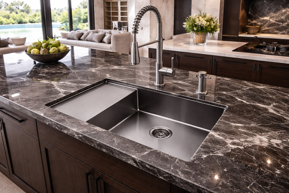Zentra Stainless Steel Large Square Sink.