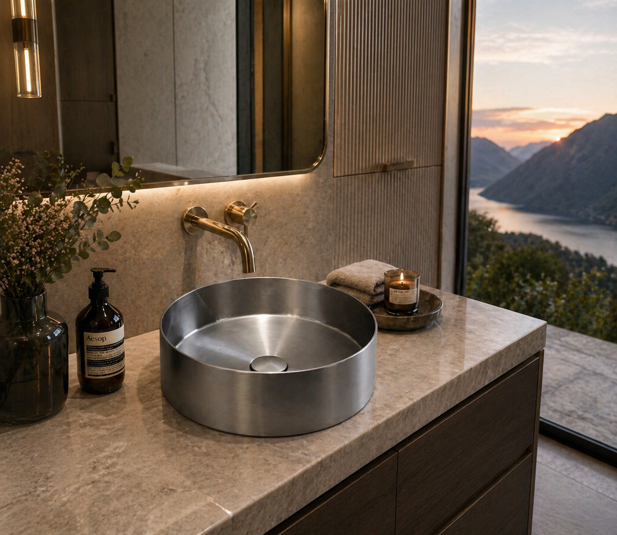 Zentra Stainless Steel Cylindrical Sink.