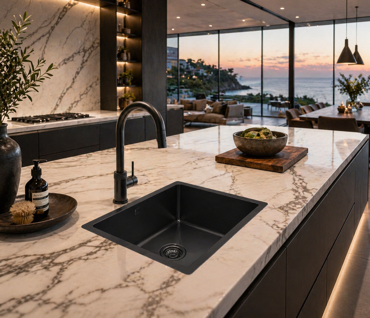 Zentra Black Stainless Steel Square Sink.