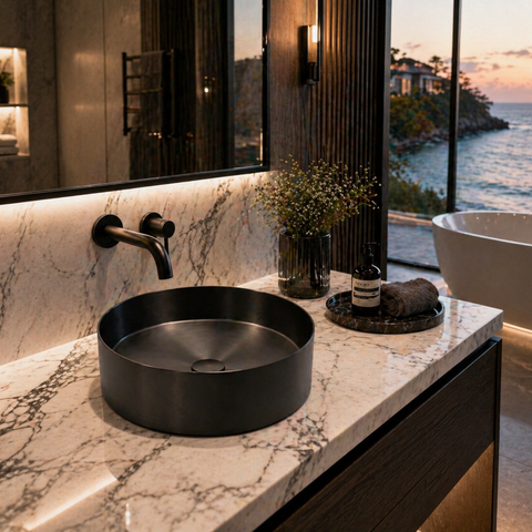 Zentra Black Stainless Steel Cylindrical Sink.
