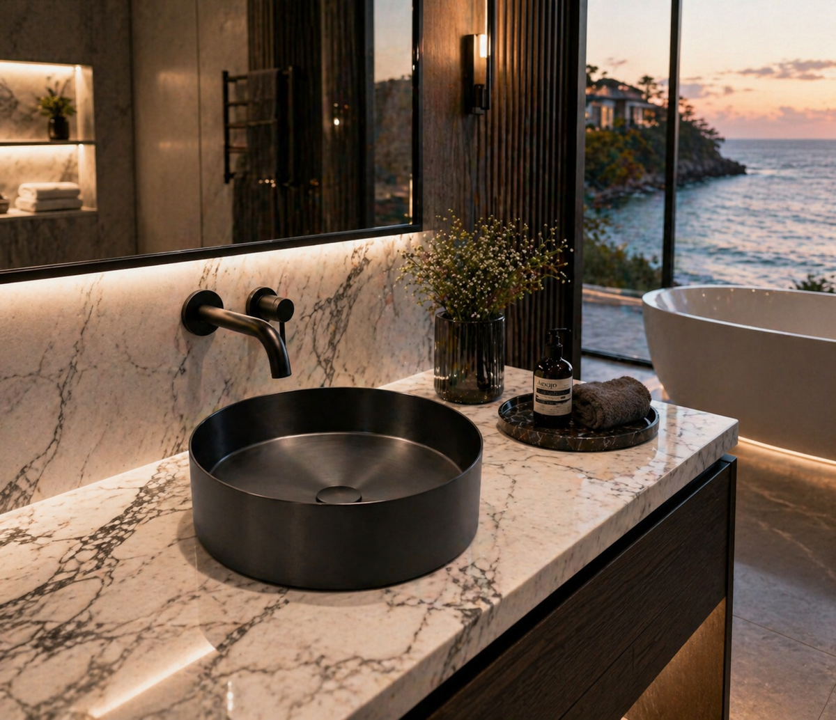 Zentra Black Stainless Steel Cylindrical Sink.
